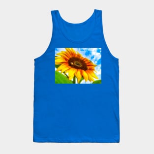 Summer Sunflower Blue Sky Bees Tank Top